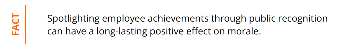 Fact - Spotlighting employee achievements through public recognition can have a long-lasting positive effect on morale.