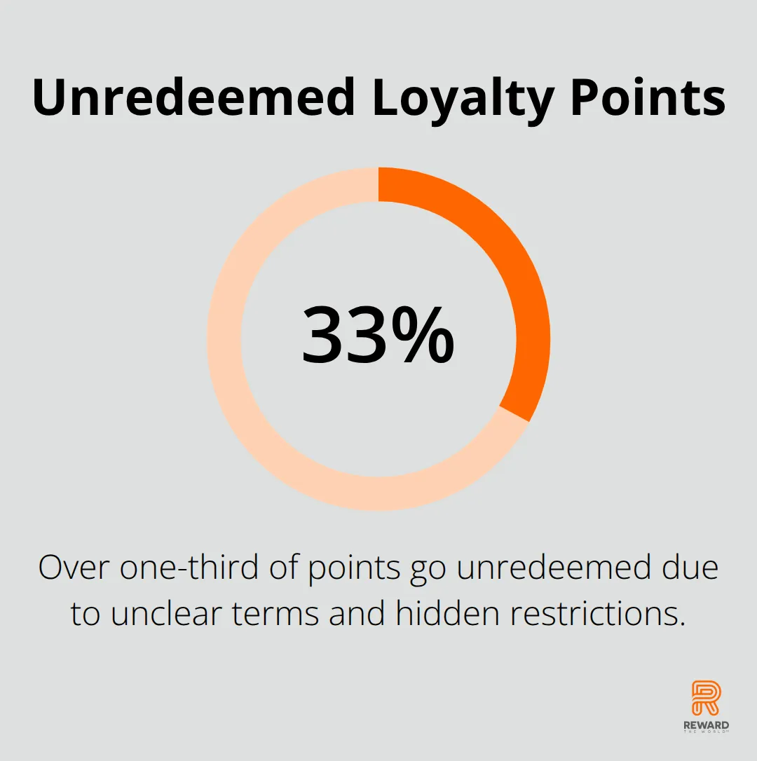 Chart showing that over one-third of loyalty points go unredeemed due to unclear terms and hidden restrictions